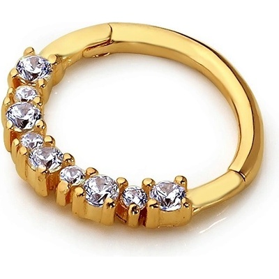 Lillian Vassago Zlatý piercing kroužek se zirkony LLV92-GPI028SP