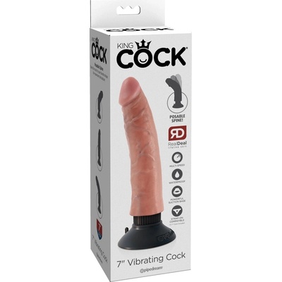 Pipedream King Cock Vibrátor so sacou prísavkou 18 cm svetlá farba kože