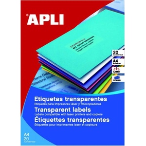  Етикети Apli матово-прозр. 63.5x38.1 mm A4 20 л (A4 20)