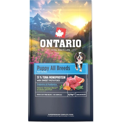 Ontario Puppy & Junior All Breeds Monoprotein Tuna & Sweet Potatoes 13 kg
