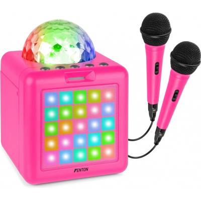 Fenton KAR15P Karaoke reproduktor se 2 mikrofony barva růžová