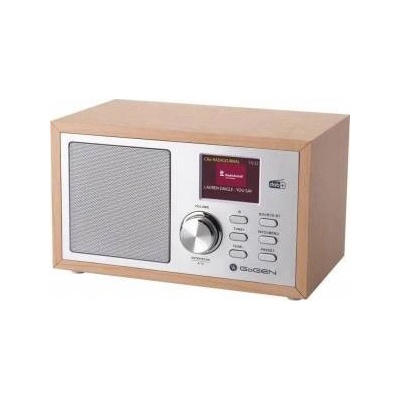 Hyundai Настолно радио GOGEN DAB 620BTCS, с DAB + / FM тунер, Bluetooth, цветен LCD дисплей, дървен декор, сребрист цвят