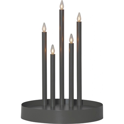 Star trading LED adventný kovový svietnik Deco 5x LED 46xP.32 cm tm. šedý