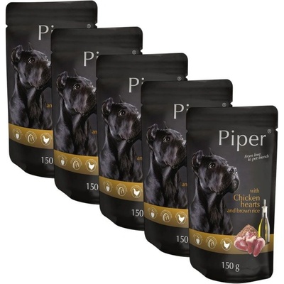 Piper Adult s kuracími srdciami a hnedou ryžou 5 x 150 g
