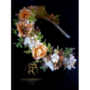 Image 1 of Radi handmade Елегантна диадема с оранжеви малки хортензии и розички (599)