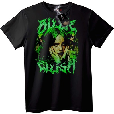 NOONEBRAND Тениска с зелено лого на Billie Eilish - L, Black