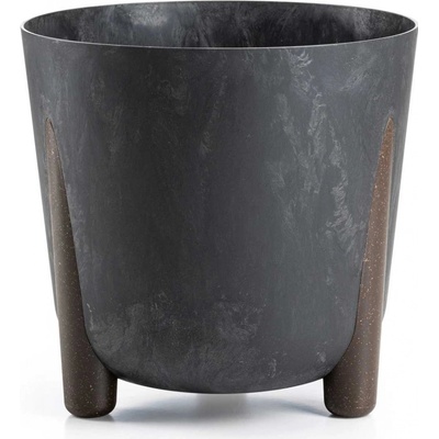 HowHomely PLASTOVÝ KVETINÁČ MOSS 30X28,5 CM IMITÁCIA BETÓNU ČIERNA