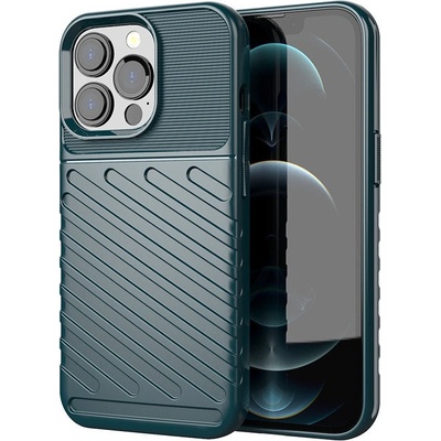 HQWear Калъф Silicone Thunder Case Flexible Tough Rugged, за iPhone 13 Pro, зелен (9145576216996)
