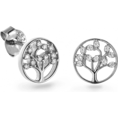 Again Jewelry Nadčasové stříbrné náušnice Strom života se zirkony AJNS0014