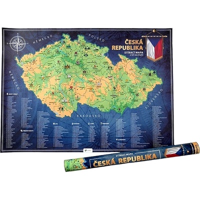 Stírací mapa České republiky 82 x 59 cm