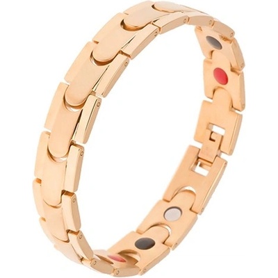 Šperky eshop ocelový zlatá lesklé pásy a matný středový pruh magnety SP30.16