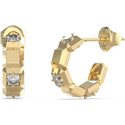 Guess Pozlátené kruhové náušnice Ace Of Diamonds JUBE06183JWYGT/U číra, zlatá