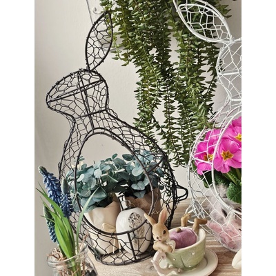 Hnědý drátěný dekorační košík králík Bunny 18*18*37 cm – Zbozi.Blesk.cz