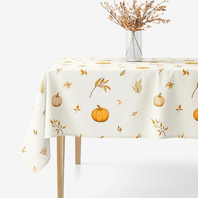 Goldea hranatý ubrus 100% bavlněné plátno - podzimní dýně a lístky 120 x 120 cm