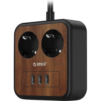 ORICO Power Strip 2500W - разклонител с 2хAC изхода и вградени 3хUSB-A изхода за мобилни устройства (черен)
