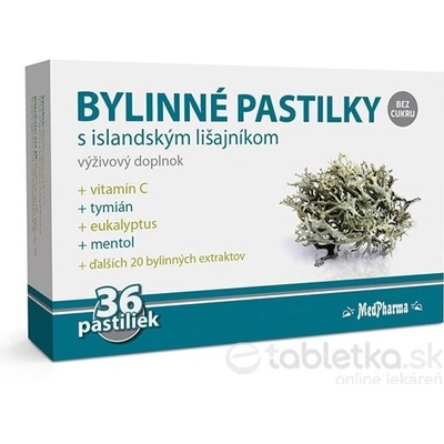 MedPharma Bylinné pastilky bez cukru s islandským lišajníkom 36 pastiliek