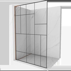 Mexen Kioto L стена за душ Walk-in 90 x 200 cm, черен дизайн, розово злато - 800-090-103-60-78 (800-090-103-60-78)