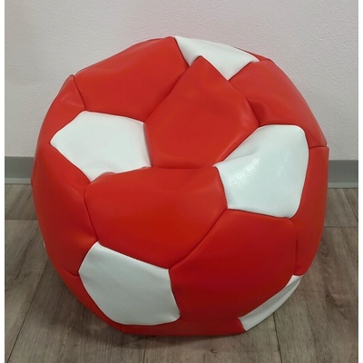 sedací vak Fotbalový míč červený – eko kůže furin skladem
