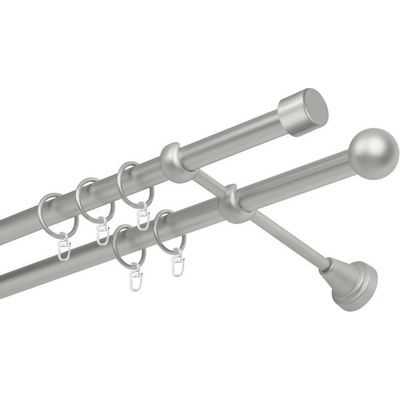 OK-GarnýžeCZ Garnýž kovová dvouřadá 19mm Pullo satina 310 cm do stěny / kroužky s háčkem