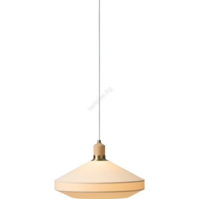 halo design 744206-Пендел на кабел PARIS 1xE27/60W/230V Ø 40 см крем/месинг/дъб (HO0111)