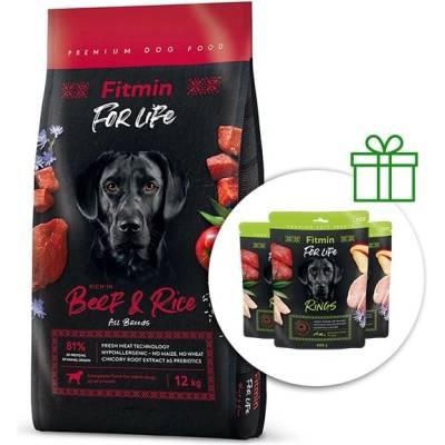 Fitmin dog For Life Beef & Rice 12 kg + 3x Fitmin For Life Rings БЕЗПЛАТНО
