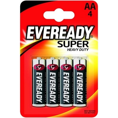 EVEREADY Батерии цинкови EVEREADY Super Heavy Duty, AA, R6, 1.5V, 4бр. в опаковка (E304388500)