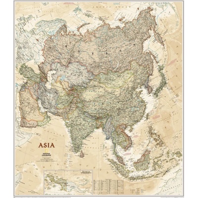 National Geographic Asie - nástěnná mapa Executive 85 x 97 cm Varianta: bez rámu v tubusu, Provedení: laminovaná mapa v lištách