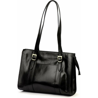 Florence dámska kožená kabelka A4 54 Black Shoulder Shopper