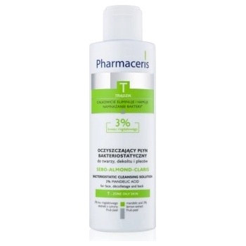 Pharmaceris T-Zone Oily Skin Sebo-Almond-Claris antibakteriální čišticí voda na obličej, dekolt a záda pro problematickou pleť 190 ml