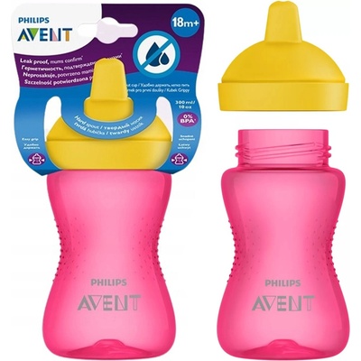 Avent hrnček Grippy s tvrdým náustkom 300ml ružová