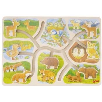 Image 1 of Goki - Плъзгащ пъзел - Семейство животни (57749)
