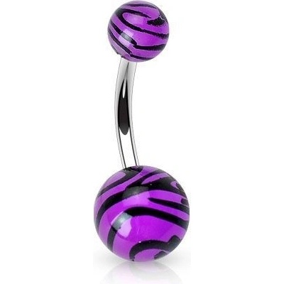 Šperky4U piercing do pupíku banánek zebrovaný BA01048-A