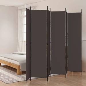 vidaXL Параван за стая, 6 панела, кафяв, 300x220 см, плат (350207)