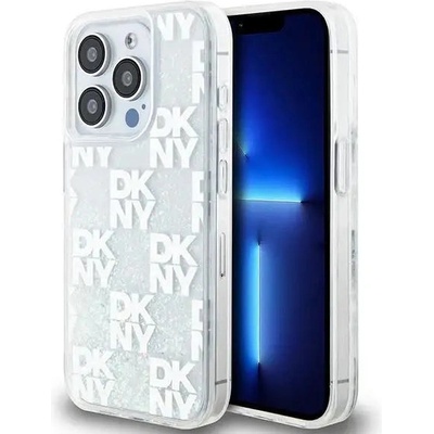 DKNY Кейс DKNY Liquid Glitter Multilogo за iPhone 15 Pro, бял (3666339271053)