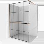 Mexen Kioto+ душ стена с рафт Walk-in 140 x 200 см, черна решетка, розово злато - 800-140-121-60-77 (800-140-121-60-77)