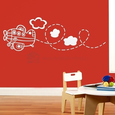 Dekorace-steny.cz - Samolepka na zeď - Dětské letadlo 30 x 100 cm - 833