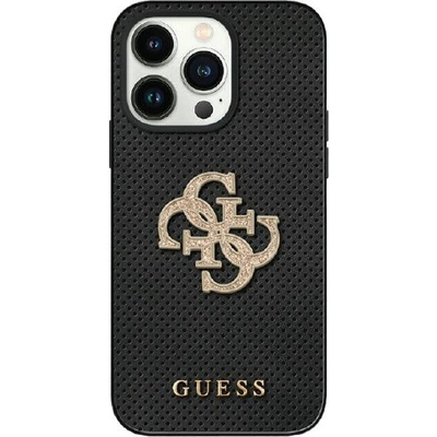 GUESS Кейс Guess GUHCP15SPSP4LGK за iPhone 15 6.1", черен / черен, твърд, Leather Perforated 4G Glitter Logo (3666339151287)