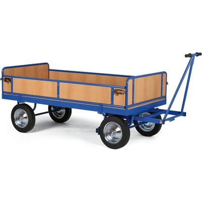 Velký plošinový vůz 2000x1000 mm nosnost 600 kg ohrádka z dřevotřísky