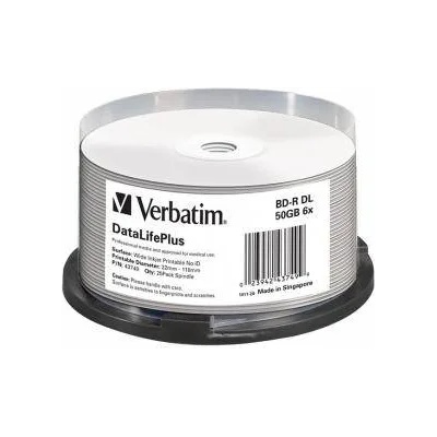 Verbatim BD-R дискове Verbatim, Dual Layer, 50GB, 6x (Wide Printable) - 25 броя в шпиндел