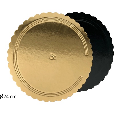 Pastry lepenková podložka zlatočerná vlnitý okraj pr.24cm