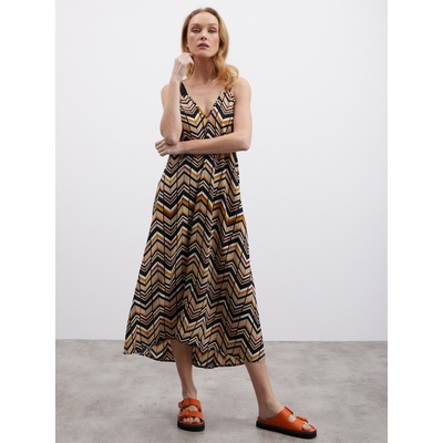 ZOOT. lab Черно-кафява дамска миди рокля с шарки ZOOT. lab Nichel ZOOT. lab | Kafyav | ЖЕНИ | XS