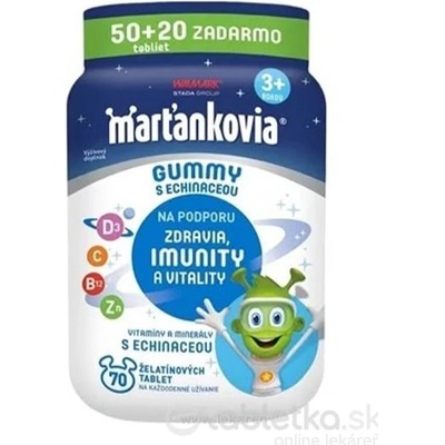 Walmark Marťankovia GUMMY s Echinaceou príchuť jahoda a čerešňa 70 tabliet