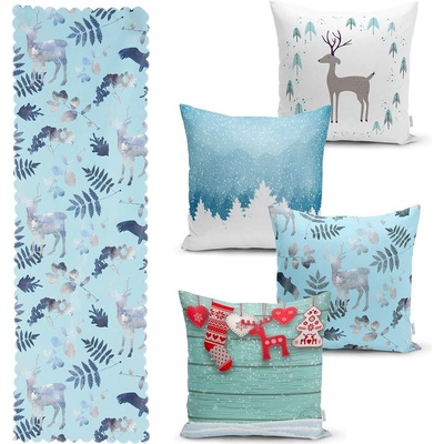 Minimalist Cushion Covers Комплект от 4 коледни калъфки за възглавници и покривка за маса Winter Wonderland - Minimalist Cushion Covers (RunnerSet6)