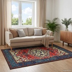vidaXL Килим ORIZ Червено 200 x 200 cm 100% полиестер (42050393)