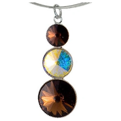 Klimm rivoli se Swarovski elements s třemi kameny hnědý smoked topaz 172