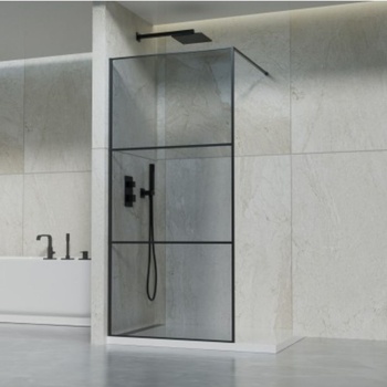 Inter Ceramic Стъклен параван за баня 123b, статичен 90х200 см, черен мат