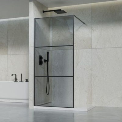 Inter Ceramic Стъклен параван за баня 123b, статичен 90х200 см, черен мат