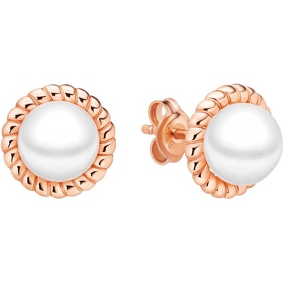 Gaura Pearls Náušnice s perlou Patricia Rose Gold SK25489GE/W zlatá bílá
