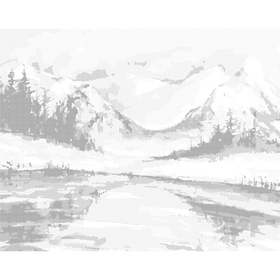 ZUTY Bodkovanie - ZASNEŽENÉ HORY S JAZEROM Rámovanie: bez rámu a bez vypnutia plátna, Rozmer: 40x50 cm