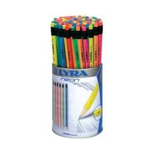  Mолив Lyra Neon с гума, HB, 96 броя в чашка, асорти